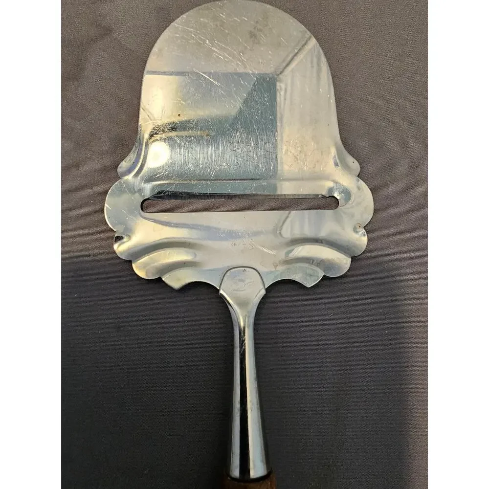 Vintage SPAR Norge Stainless Steel Cheese Slicer/Server - Wood Handle - Norway